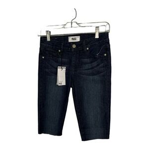 Paige Jimmy Jimmy Indigo Mid Rise Knee Length Denim Jean Shorts Size 28 New